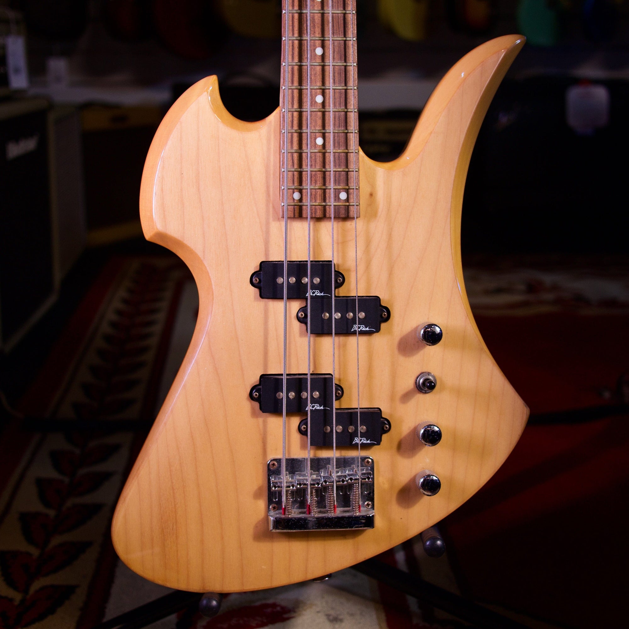 Byron Music Home Page Preloved - BC Rich 1980 Mockingbird 4-String Electric Bass Natural - Byron Music
