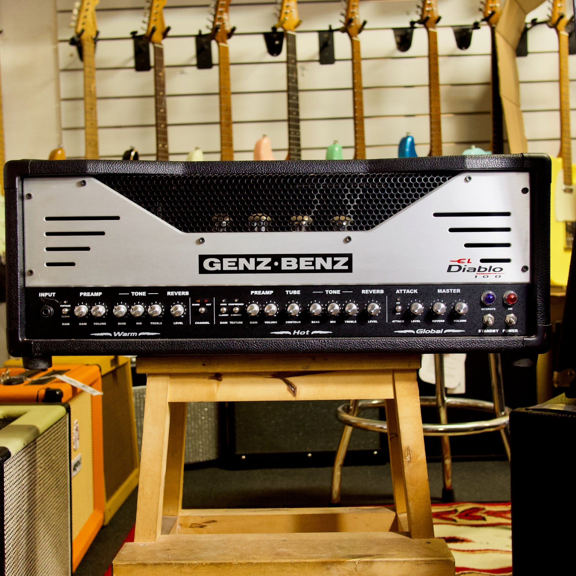 Byron Music Home Page Preloved - Genz Benz El Diablo 100 Amp Head w/Footswitch and Cover - Byron Music
