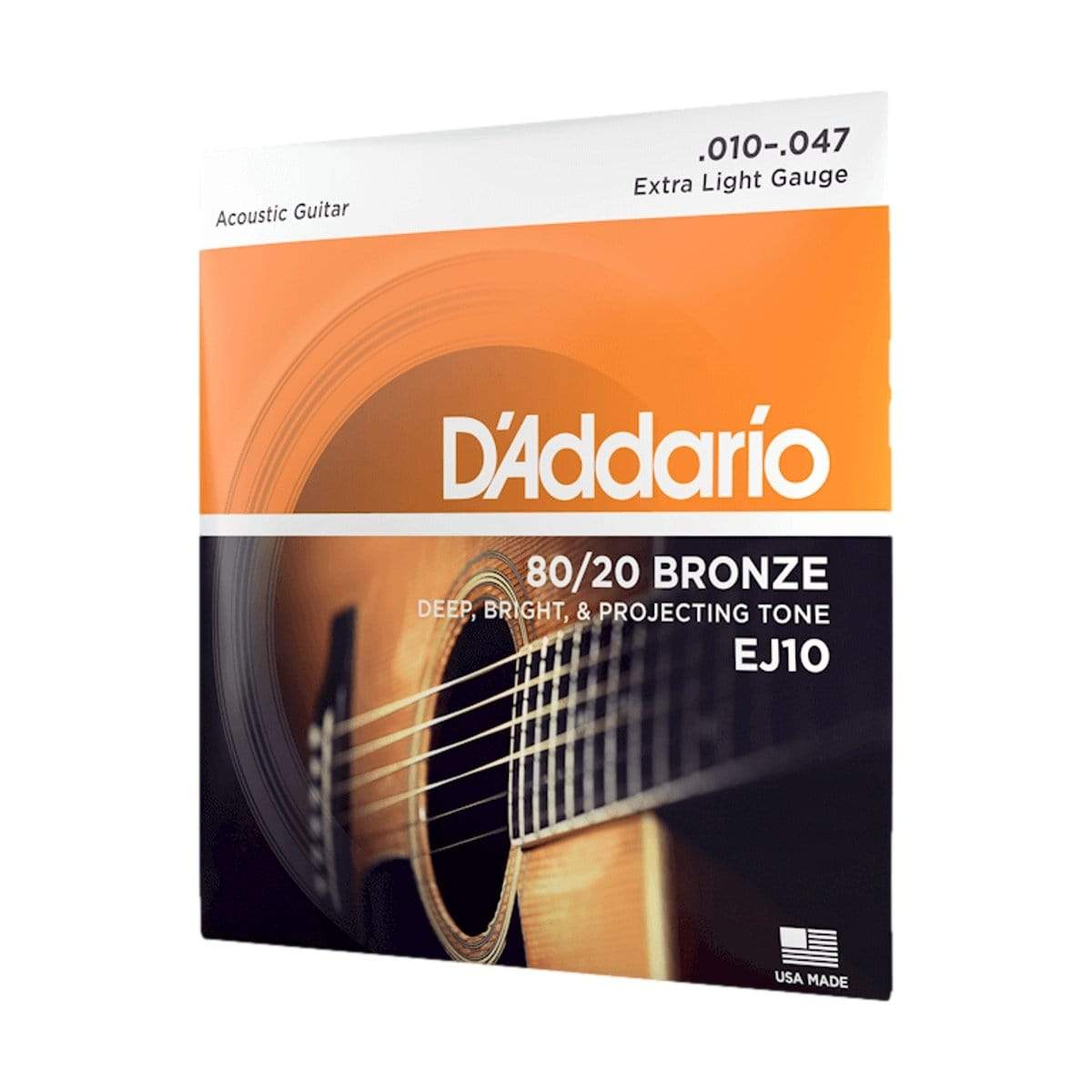 D'Addario Guitar Accessories D'Addario EJ10 Acoustic Guitar Strings 80/20 Bronze Extra Light 10-47 - Byron Music