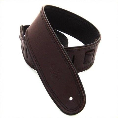DSL Guitar Accessories DSL Strap Guitar Bass Leather Rolled Edge Brown/Black 2.5 Inch Aus Made NEW - Byron Music