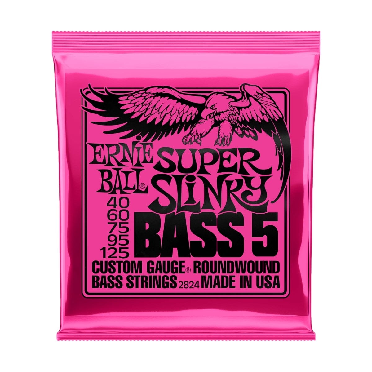 Ernie Ball Guitar Accessories Ernie Ball 5-String Electric Bass Strings 40-125 Super Slinky Pink - Byron Music