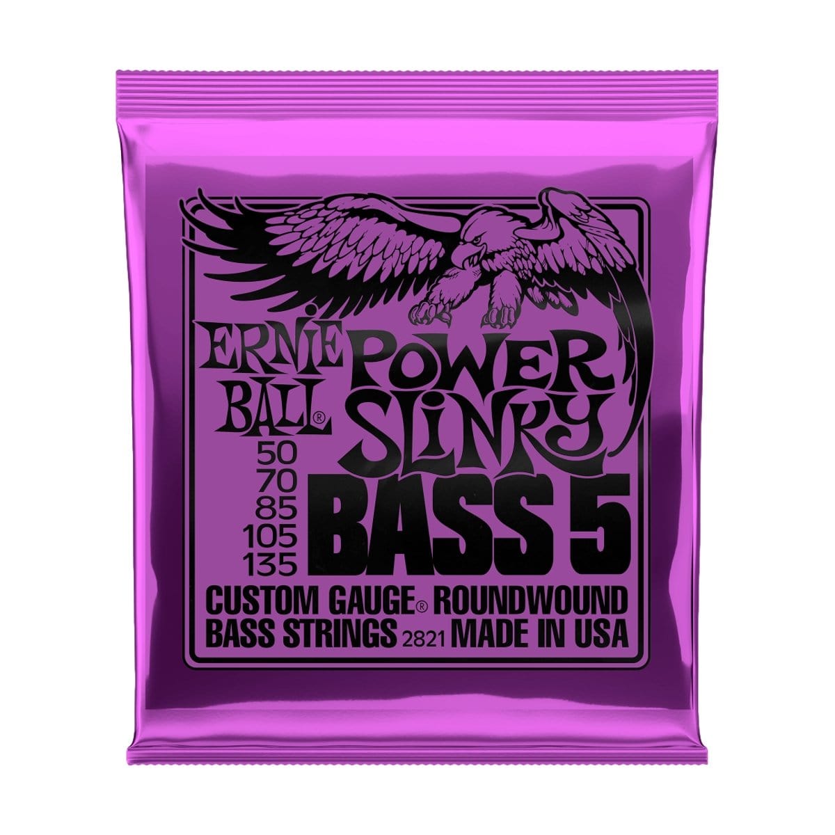 Ernie Ball Guitar Accessories Ernie Ball 5-String Electric Bass Strings 50-135 Power Slinky Purple - Byron Music