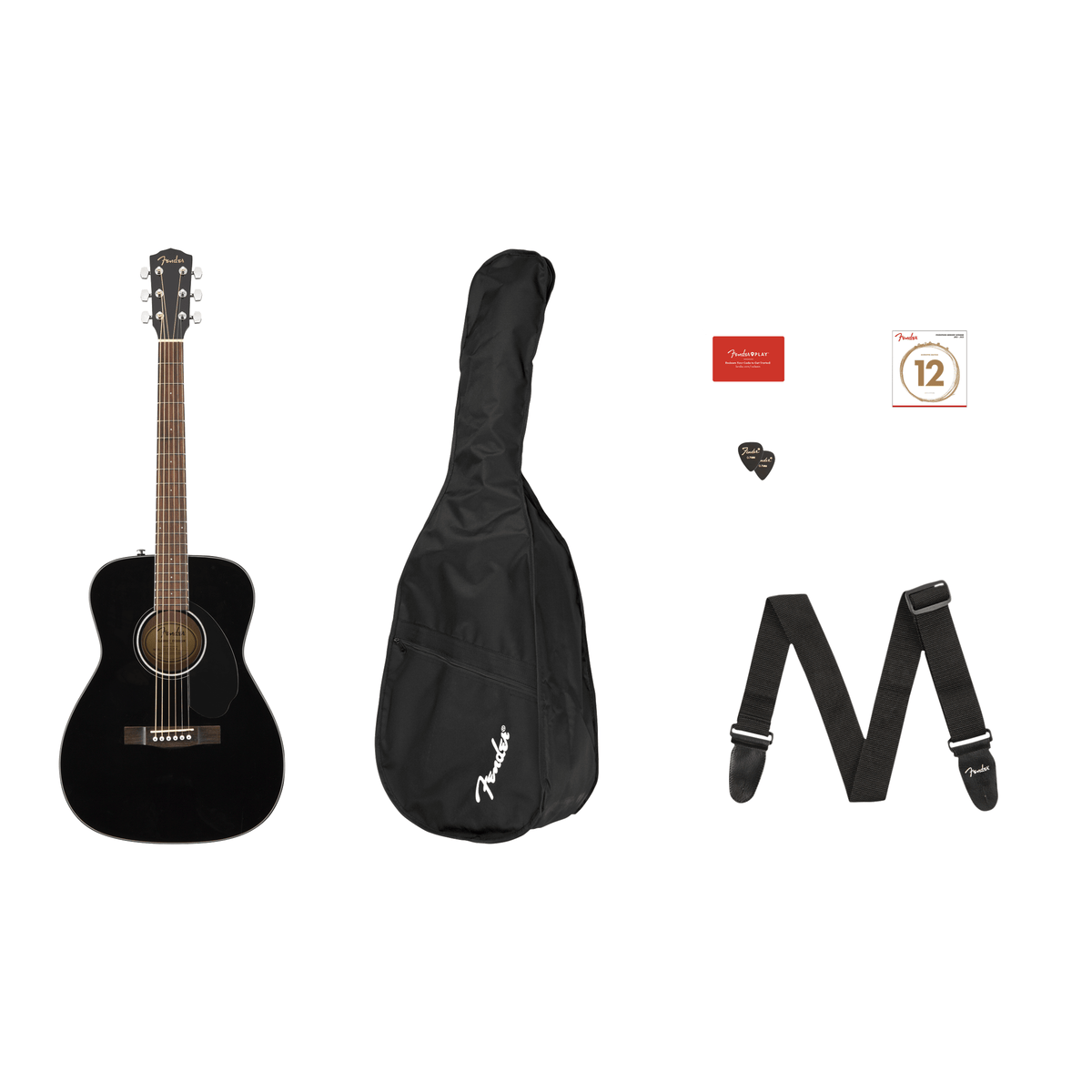 Fender Guitar Fender CC-60S Acoustic Guitar Pack Black - Byron Music