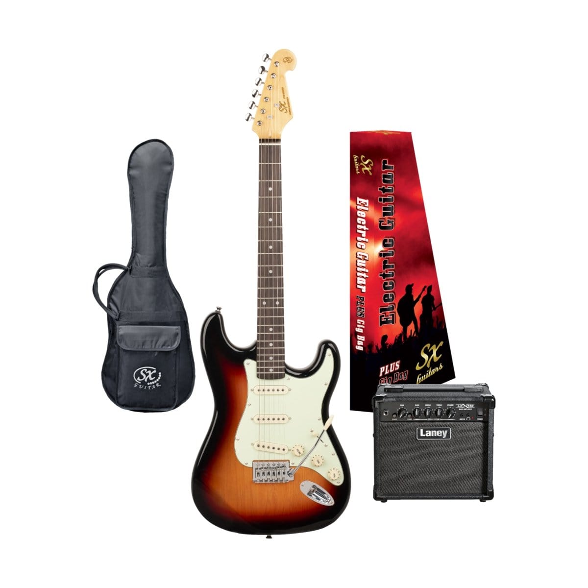 SX Guitar SX Electric Guitar and Amp Package 3-Tone Sunburst VES62TS-PK2 - Byron Music
