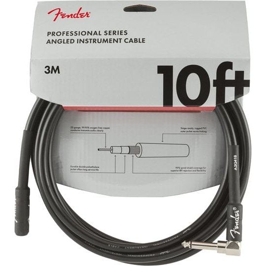 Fender Home Page Professional Series Instrument Cable Straight-Angle 10 Black - Byron Music
