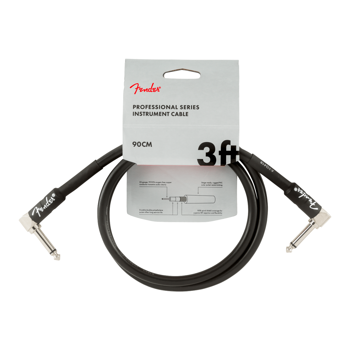 Fender Home Page Professional Series Instrument Cables Angle/Angle 3 Black - Byron Music
