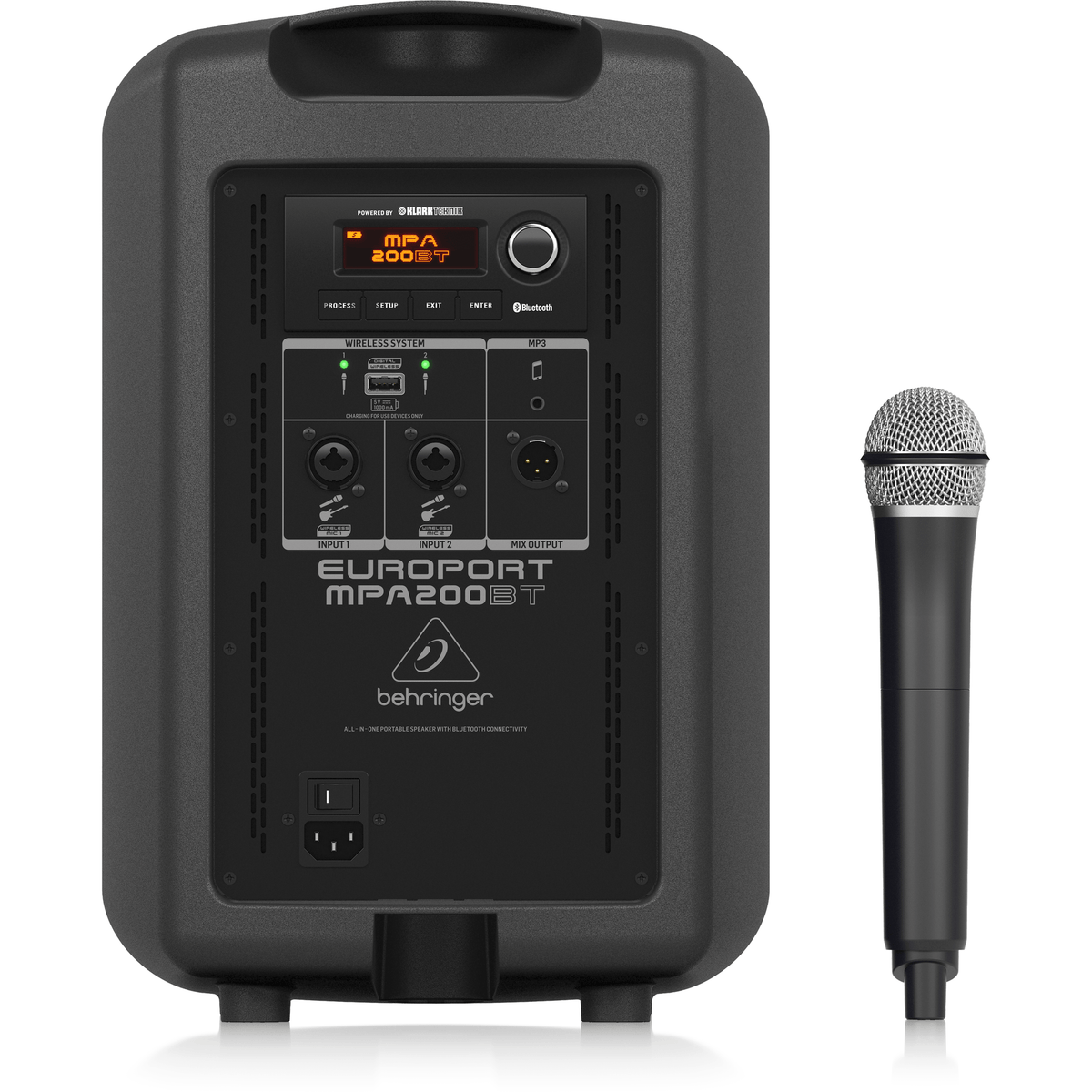 Behringer PA | Lighting Behringer Europort MPA200BT Portable PA Speaker with Wireless Mic - Byron Music