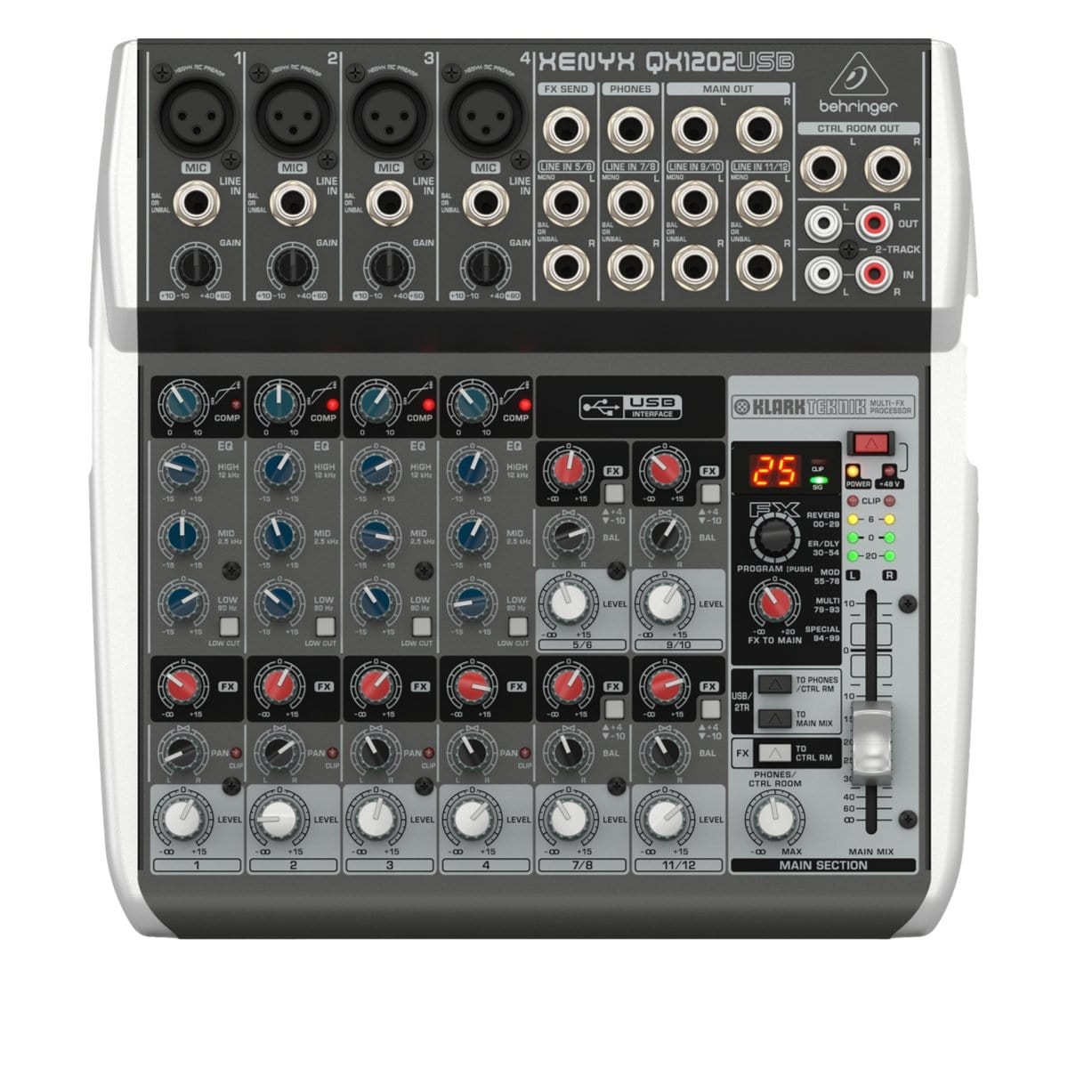 Behringer PA | Lighting Behringer XENYX Mixer 12-Input with Effects and USB QX1202USB - Byron Music