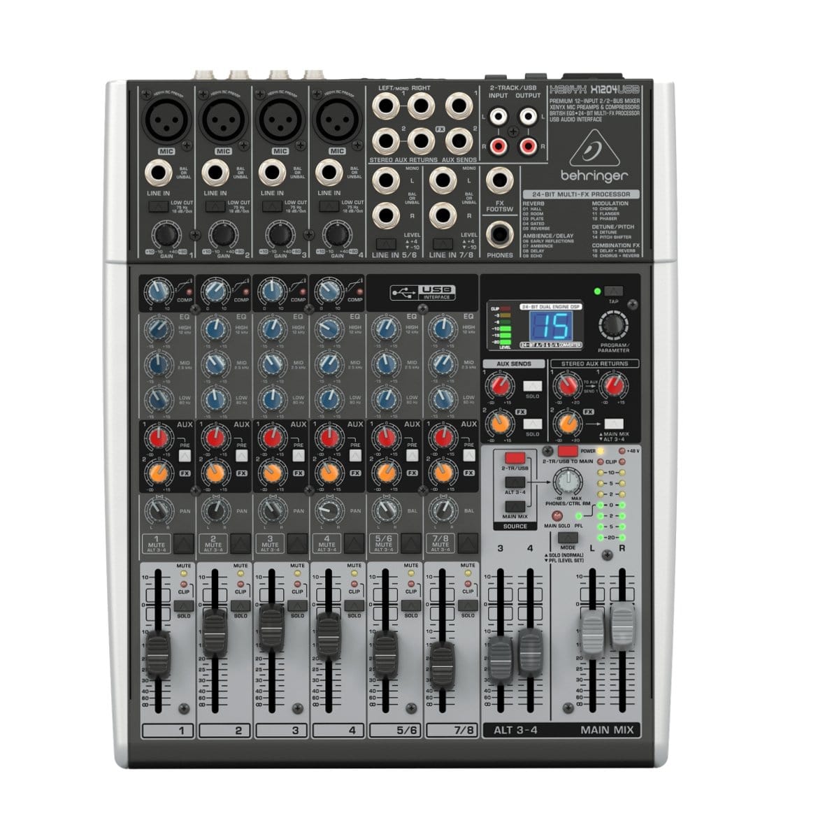 Behringer PA | Lighting Behringer XENYX Mixer 12-Input with Effects and USB X1204USB - Byron Music