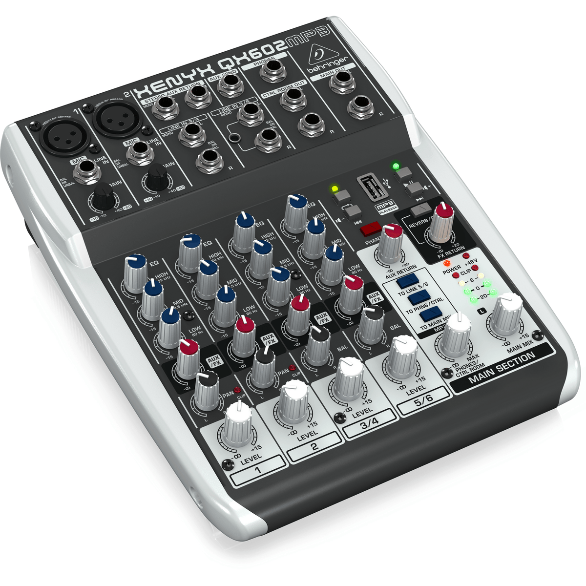 Behringer PA | Lighting Behringer XENYX Mixer 6-Input with Effects QX602MP3 - Byron Music
