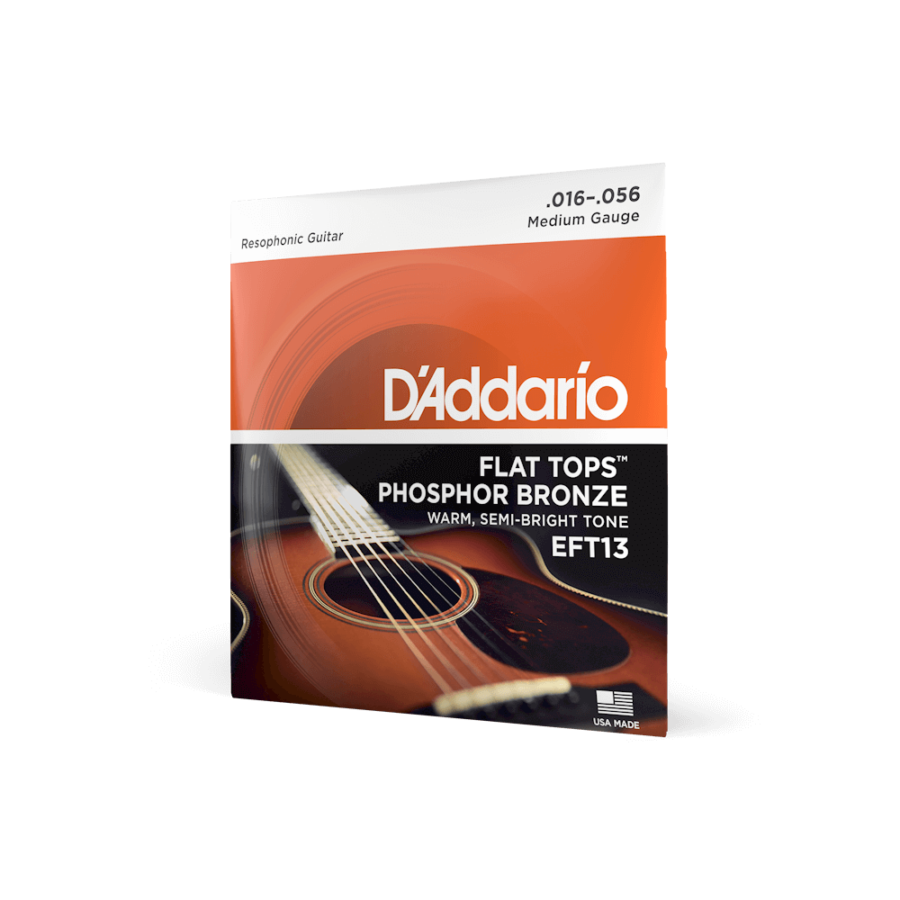 D&#39;Addario Guitar Accessories D&#39;Addario EFT13 Resophonic Guitar Strings Phosphor Bronze Flat Top 16-56 - Byron Music