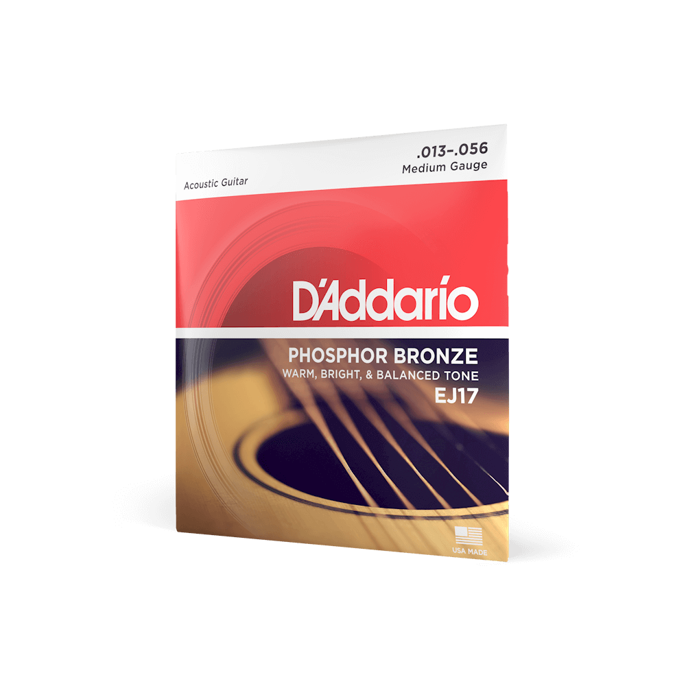 D&#39;Addario Guitar Accessories D&#39;Addario EJ17 Acoustic Guitar Strings Phosphor Bronze Medium 13-56 - Byron Music