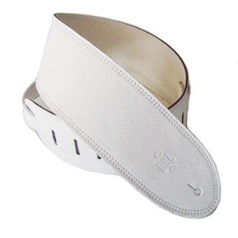 DSL Guitar Accessories DSL Strap Guitar Bass 3-Ply Garment Leather White 3.5 Inch Aus Made NEW - Byron Music