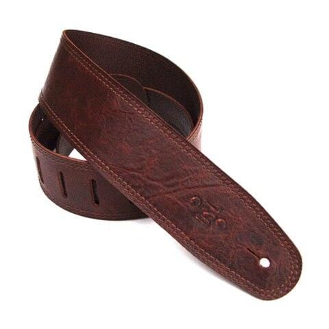 DSL Guitar Accessories DSL Strap Guitar Bass Distressed Garment Leather Brown 2.5 Inch Aus Made NEW - Byron Music