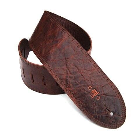 DSL Guitar Accessories DSL Strap Guitar Bass Distressed Garment Leather Brown 3.5 Inch Aus Made NEW - Byron Music