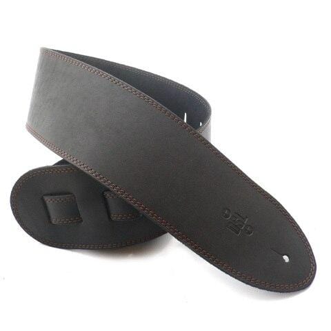DSL Guitar Accessories DSL Strap Guitar Bass Leather Black/Brown Stitch 3.5 Inch Aus Made NEW - Byron Music
