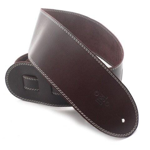 DSL Guitar Accessories DSL Strap Guitar Bass Leather Brown/Beige Stitch 3.5 Inch Aus Made NEW - Byron Music