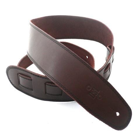 DSL Guitar Accessories DSL Strap Guitar Bass Leather Brown/Black Stitch 2.5 Inch Aus Made NEW - Byron Music