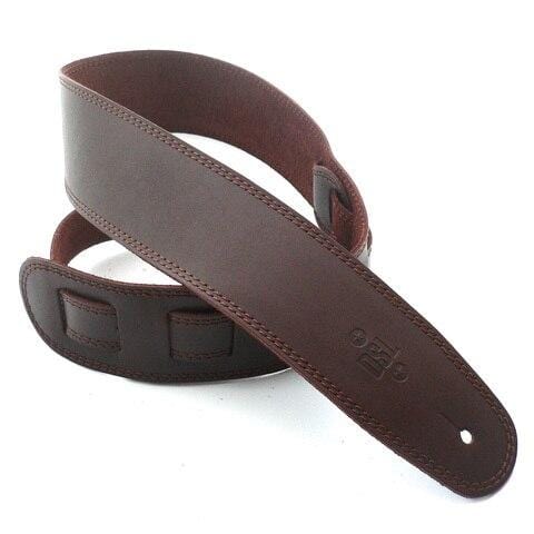 DSL Guitar Accessories DSL Strap Guitar Bass Leather Brown/Brown Stitch 2.5 Inch Aus Made NEW - Byron Music