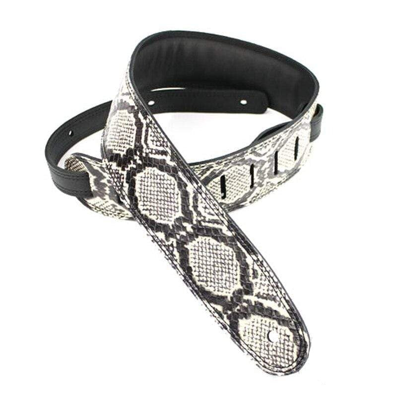 DSL Strap Guitar Bass Leather Genuine Snakeskin B&amp;W 2.5 Inch Aus Made NEW
