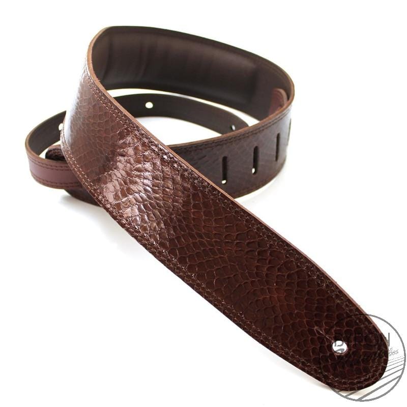 DSL Guitar Accessories DSL Strap Guitar Bass Leather Genuine Snakeskin Brown 2.5 Inch Aus Made NEW - Byron Music