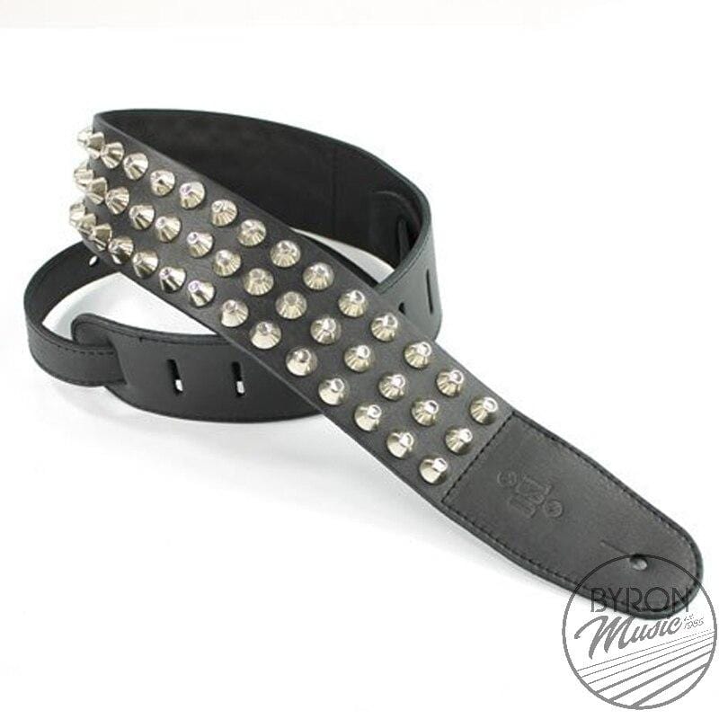 DSL Guitar Accessories DSL Strap Guitar Bass Leather Large Studs Studded Black 2.5 Inch Aus Made - Byron Music