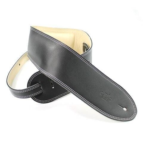 DSL Guitar Accessories DSL Strap Guitar Bass Leather Padded Garment Black/Beige 3.5 Inch Aus Made - Byron Music