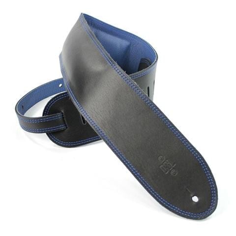 DSL Guitar Accessories DSL Strap Guitar Bass Leather Padded Garment Black/Blue 3.5 Inch Aus Made - Byron Music