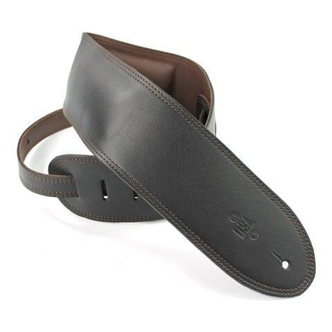 DSL Guitar Accessories DSL Strap Guitar Bass Leather Padded Garment Black/Brown 3.5 Inch Aus Made - Byron Music
