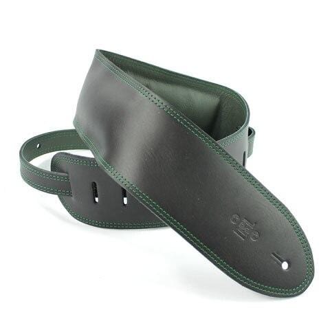 DSL Guitar Accessories DSL Strap Guitar Bass Leather Padded Garment Black/Green 3.5 Inch Aus Made - Byron Music