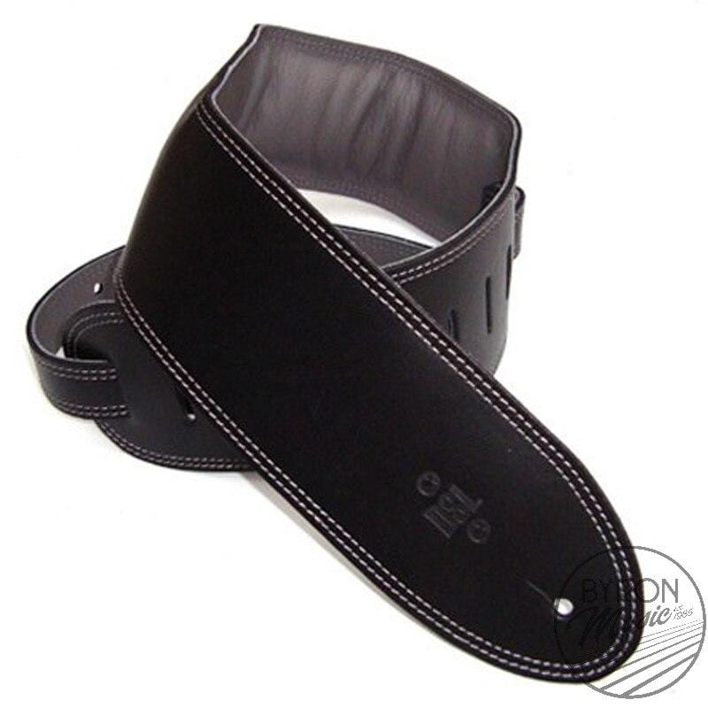 DSL Guitar Accessories DSL Strap Guitar Bass Leather Padded Garment Black/Grey 3.5 Inch Aus Made - Byron Music