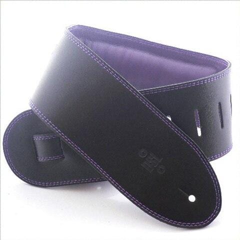 DSL Guitar Accessories DSL Strap Guitar Bass Leather Padded Garment Black/Purple 3.5 Inch Aus Made - Byron Music