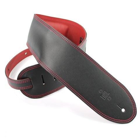 DSL Guitar Accessories DSL Strap Guitar Bass Leather Padded Garment Black/Red 3.5 Inch Aus Made - Byron Music