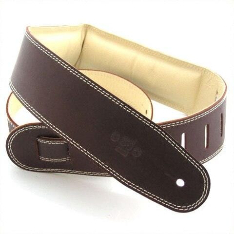 DSL Guitar Accessories DSL Strap Guitar Bass Leather Padded Garment Brown/Beige 2.5 Inch Aus Made - Byron Music