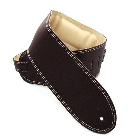 DSL Guitar Accessories DSL Strap Guitar Bass Leather Padded Garment Brown/Beige 3.5 Inch Aus Made - Byron Music