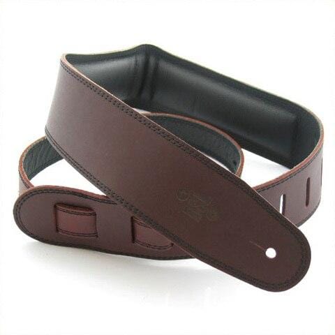 DSL Guitar Accessories DSL Strap Guitar Bass Leather Padded Garment Brown/Black 2.5 Inch Aus Made - Byron Music