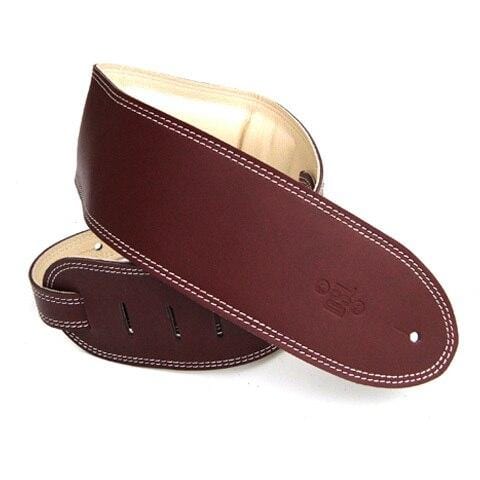DSL Guitar Accessories DSL Strap Guitar Bass Leather Padded Garment Maroon/Beige 3.5 Inch Aus Made - Byron Music