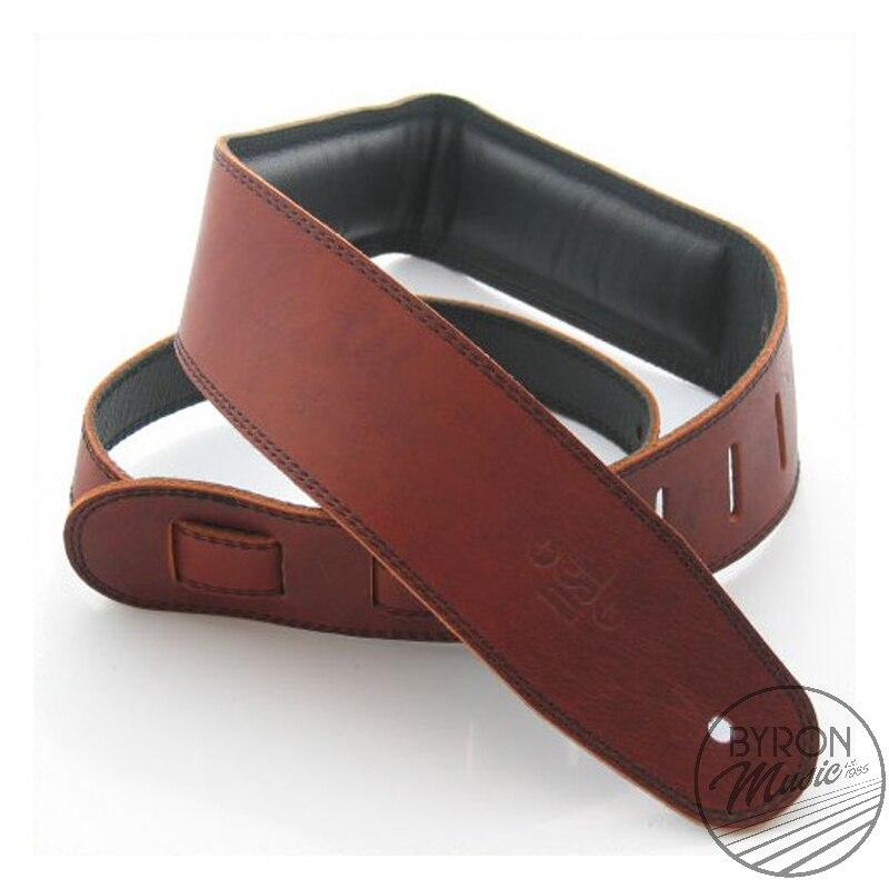 DSL Guitar Accessories DSL Strap Guitar Bass Leather Padded Garment Maroon/Black 2.5 Inch Aus Made - Byron Music
