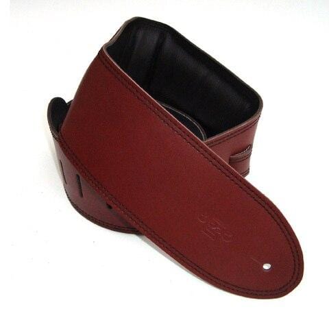 DSL Guitar Accessories DSL Strap Guitar Bass Leather Padded Garment Maroon/Black 3.5 Inch Aus Made - Byron Music