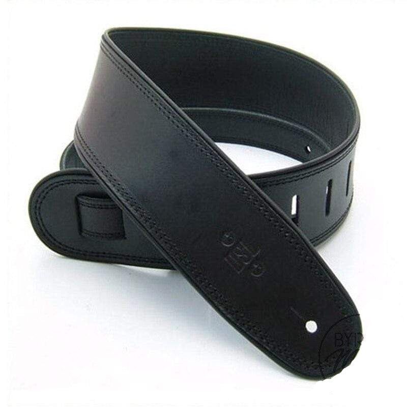 DSL Strap Guitar Bass Leather Rolled Edge Black/Black 2.5 Inch Aus Made NEW