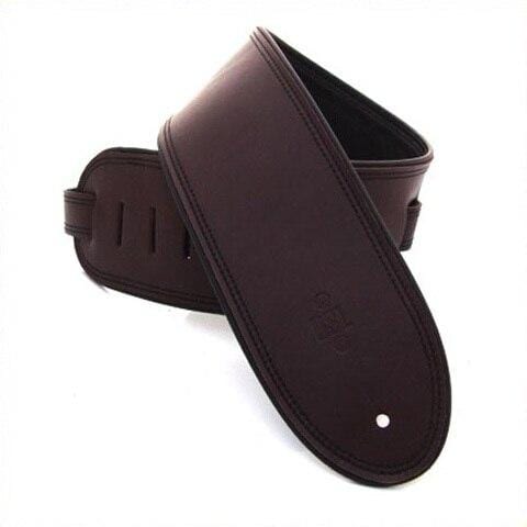 DSL Guitar Accessories DSL Strap Guitar Bass Leather Rolled Edge Brown/Black 3.5 Inch Aus Made NEW - Byron Music