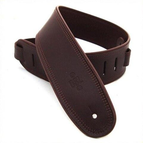 DSL Guitar Accessories DSL Strap Guitar Bass Leather Rolled Edge Brown/Brown 2.5 Inch Aus Made NEW - Byron Music
