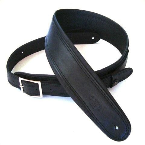 DSL Guitar Accessories DSL Strap Guitar Bass Leather Rolled Edge Buckle Black/Black 2.5 Inch Aus Made - Byron Music