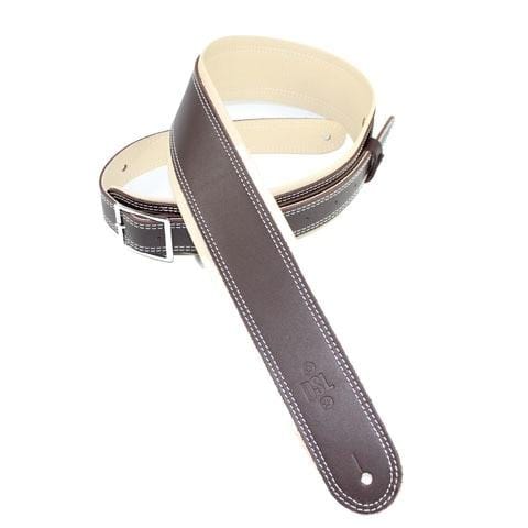 DSL Guitar Accessories DSL Strap Guitar Bass Leather Rolled Edge Buckle Brown/Beige 2.5 Inch Aus Made - Byron Music