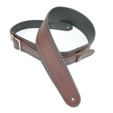 DSL Guitar Accessories DSL Strap Guitar Bass Leather Rolled Edge Buckle Brown/Black 2.5 Inch Aus Made - Byron Music