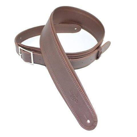 DSL Guitar Accessories DSL Strap Guitar Bass Leather Rolled Edge Buckle Brown/Brown 2.5 Inch Aus Made - Byron Music