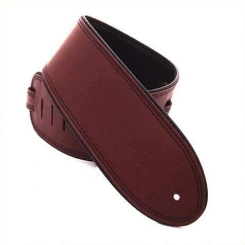 DSL Guitar Accessories DSL Strap Guitar Bass Leather Rolled Edge Maroon/Black 3.5 Inch Aus Made NEW - Byron Music