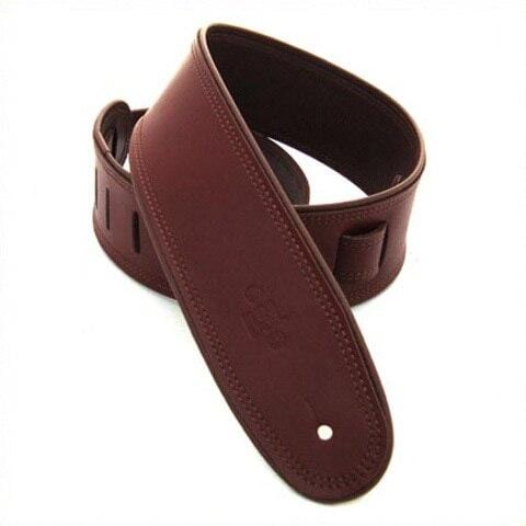 DSL Guitar Accessories DSL Strap Guitar Bass Leather Rolled Edge Maroon/Brown 2.5 Inch Aus Made NEW - Byron Music