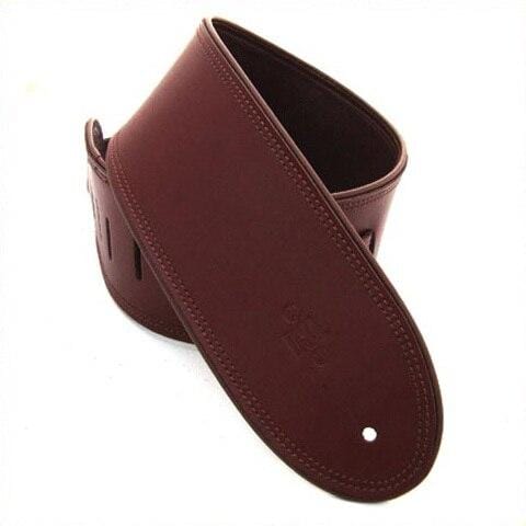 DSL Guitar Accessories DSL Strap Guitar Bass Leather Rolled Edge Maroon/Brown 3.5 Inch Aus Made NEW - Byron Music