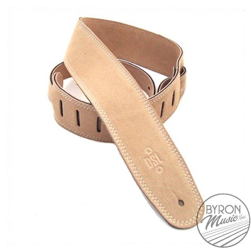 DSL Guitar Accessories DSL Strap Guitar Bass Leather Triple Suede Beige 2.5 Inch Aus Made NEW - Byron Music